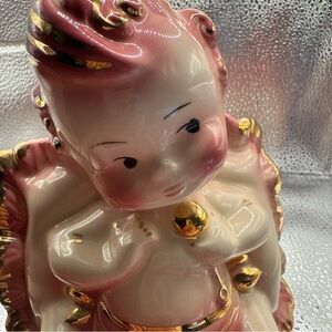 Hull Elegant Pink and Gold Ceramic Figurine Planter